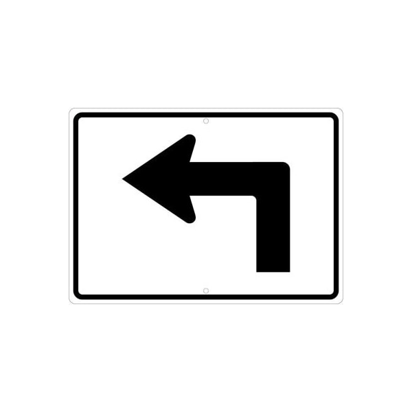 NMC Traffic Sign, Advance Turn Arrow Left, 15in X 21in, White